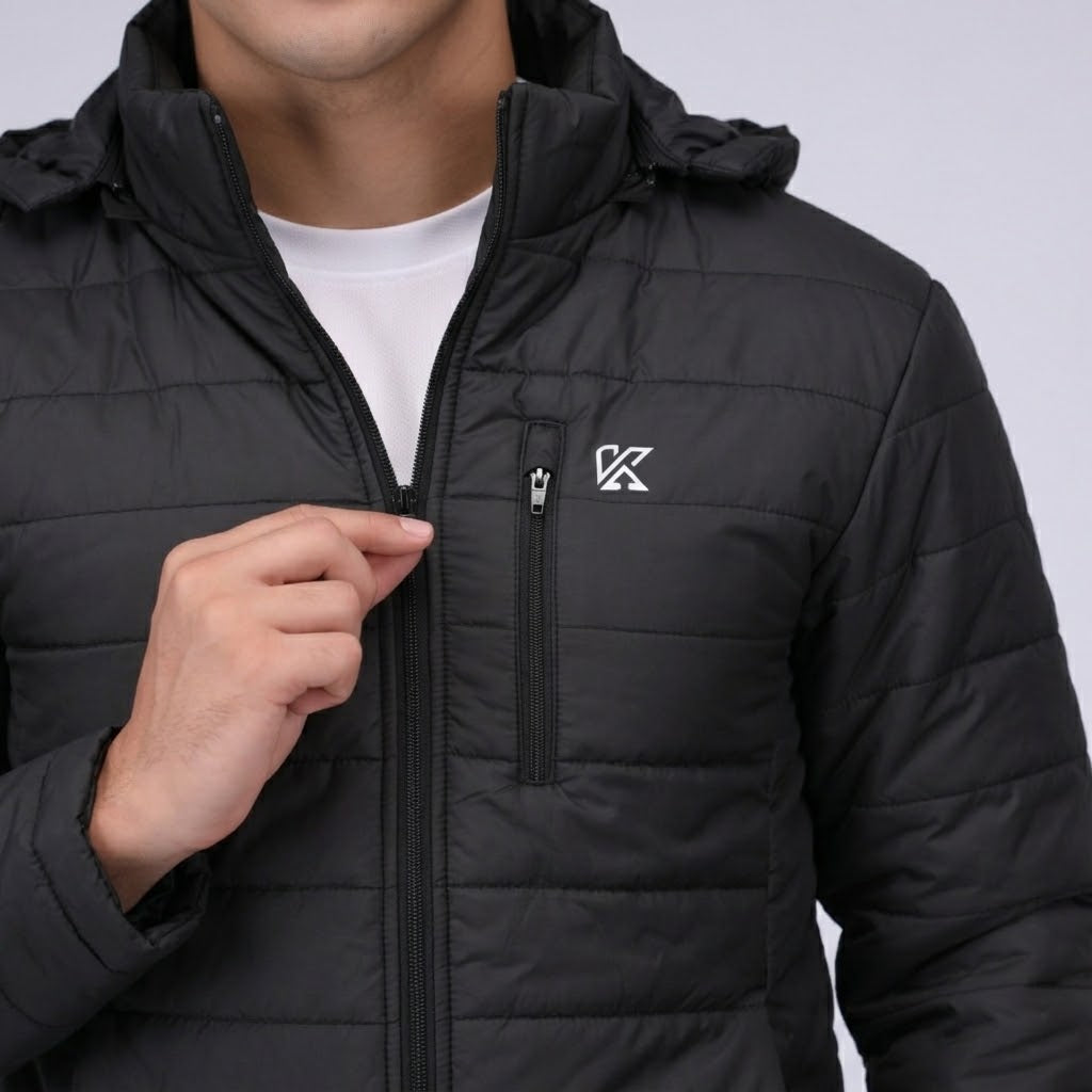 Togs Black Full Sleeve Puffer Jacket