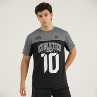 Athletic Dept Grey & Black T-Shirt - 10 Number Printed Shirt - Konfor