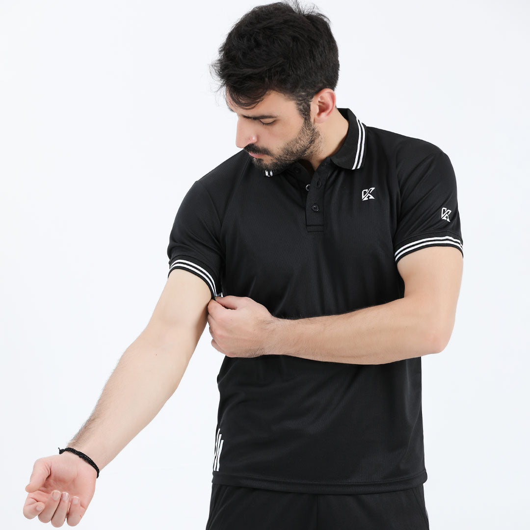 Hex Black Dri-fit Polo Shirt for man by konfor