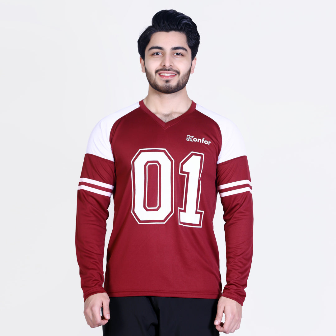 Football Sport Mahroon Full Sleeve T-Shirt