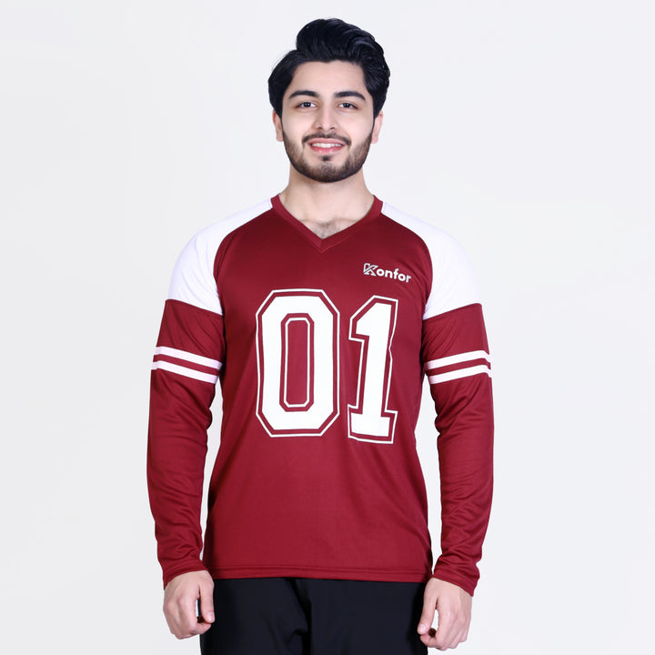 Football Sport Mahroon Full Sleeve T-Shirt
