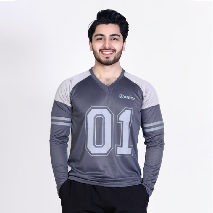 Football Sport Grey Full Sleeve T-Shirt