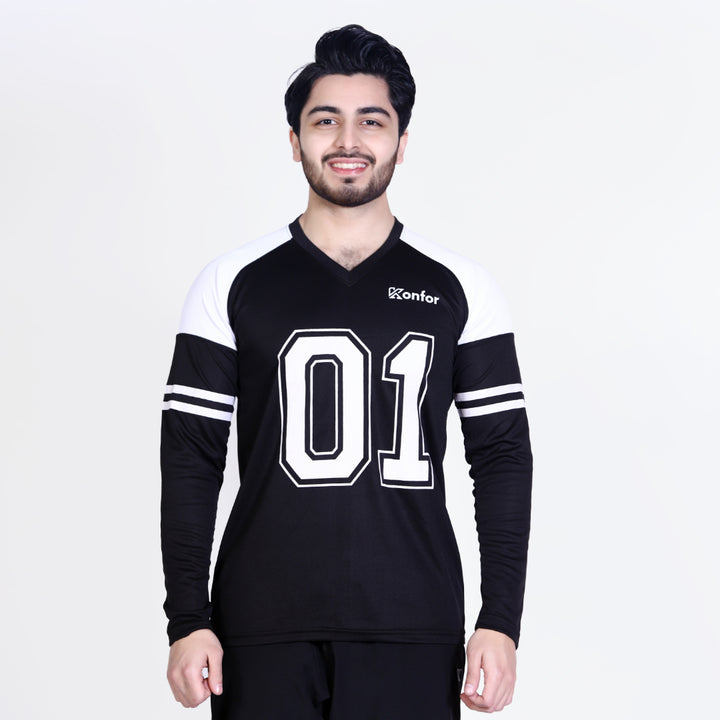 Football Sport Black Full Sleeve T-Shirt