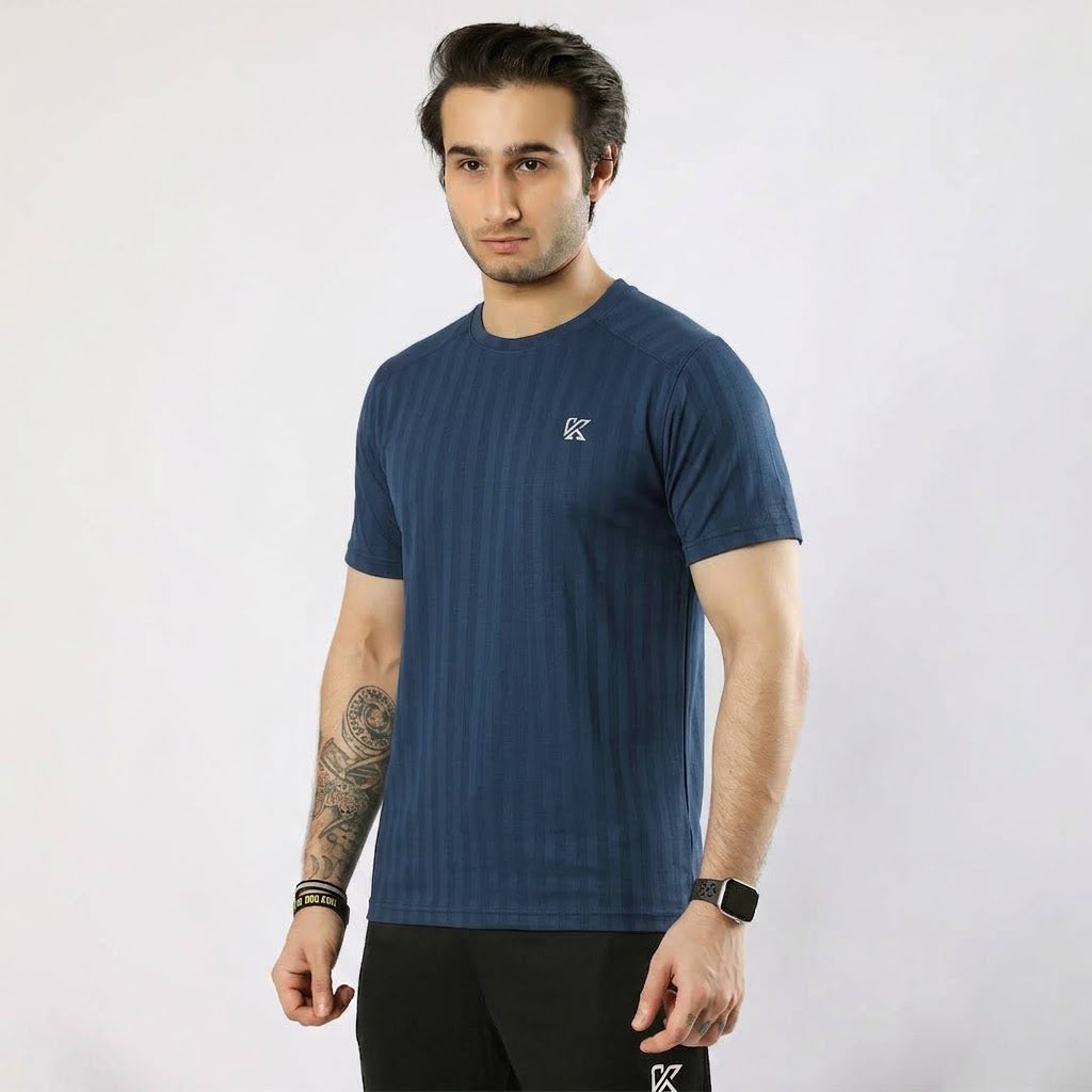 Zyron Mesh Navy T-Shirt for Men