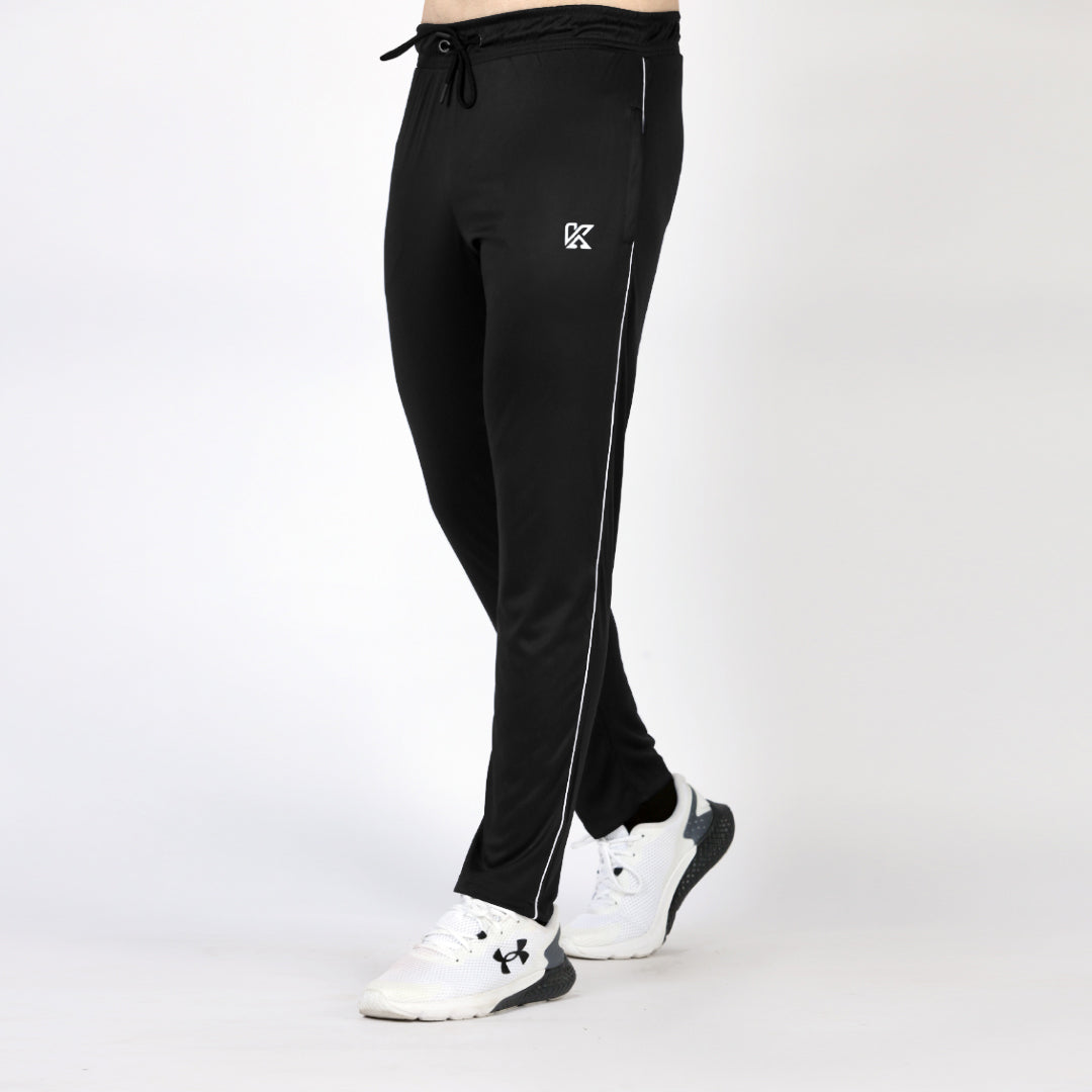 Plain black activewear sports trousers for men training pants.