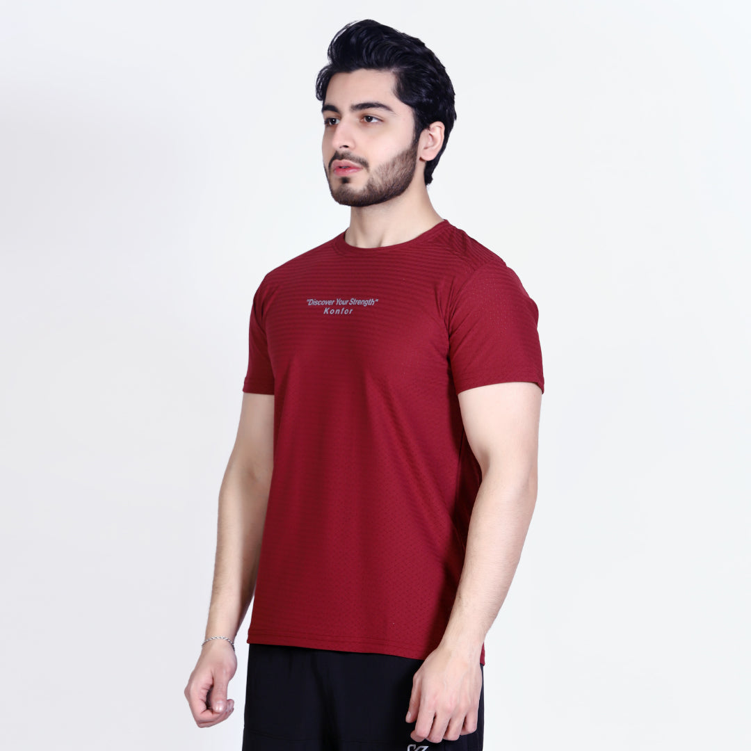 Discover Box Mesh Mehroon T-Shirt