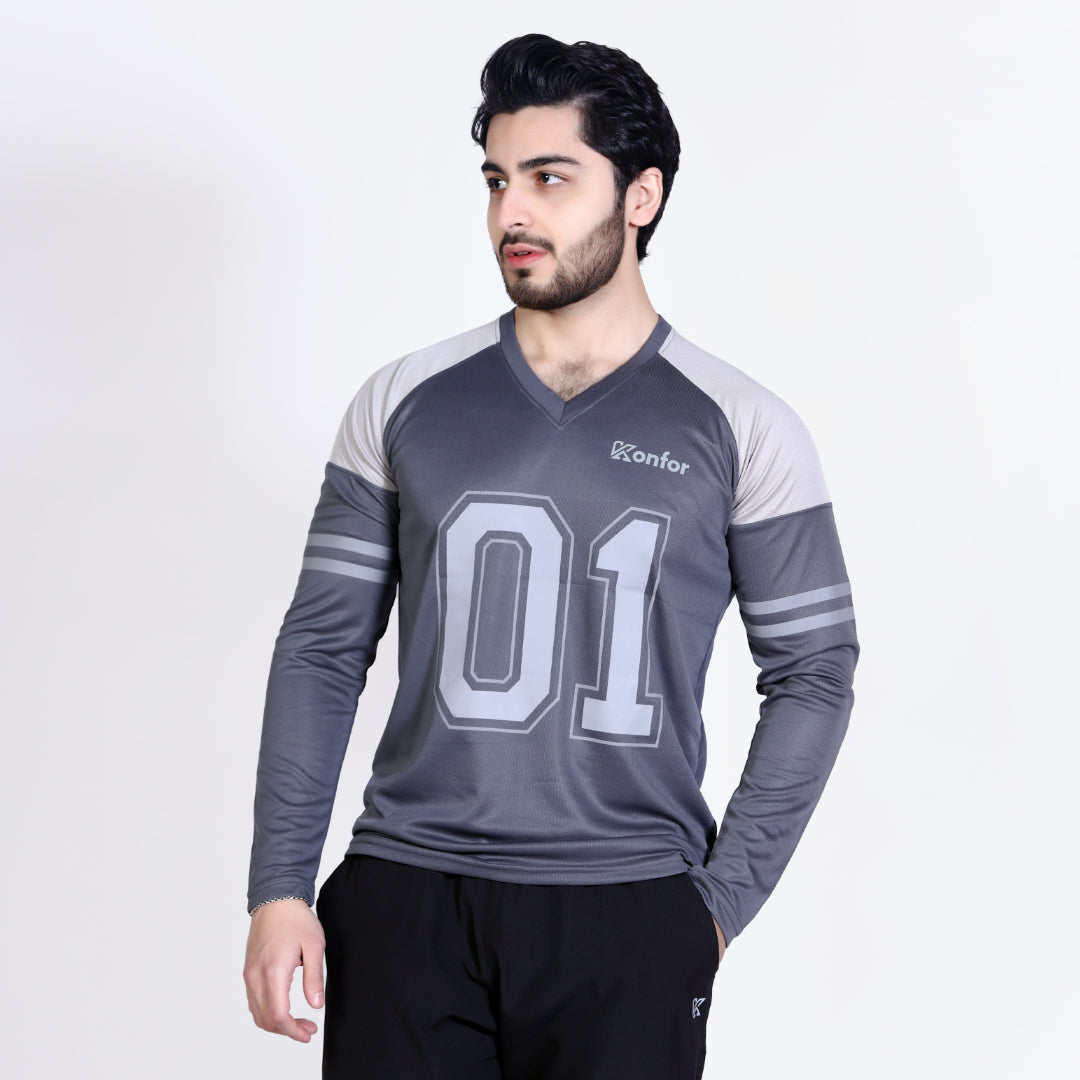 Football Sport Grey Full Sleeve T-Shirt