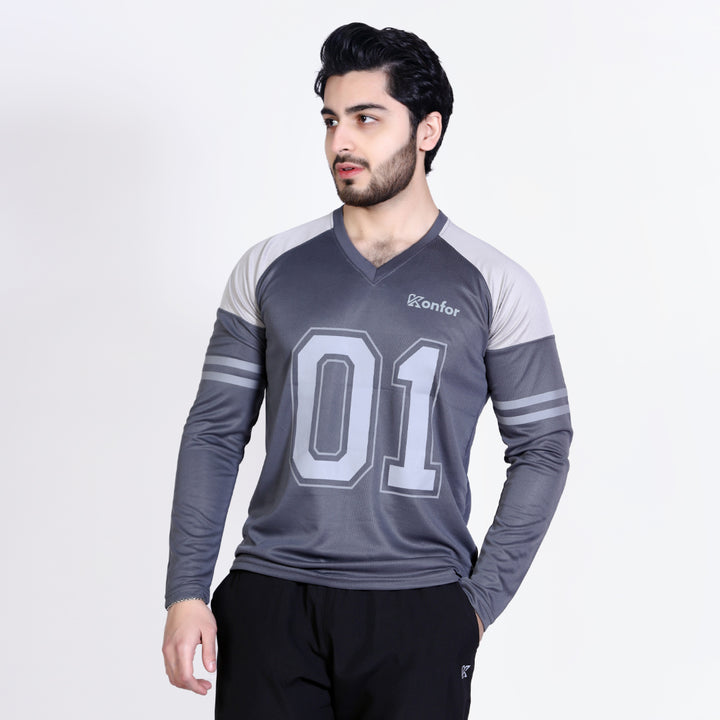 Football Sport Grey Full Sleeve T-Shirt