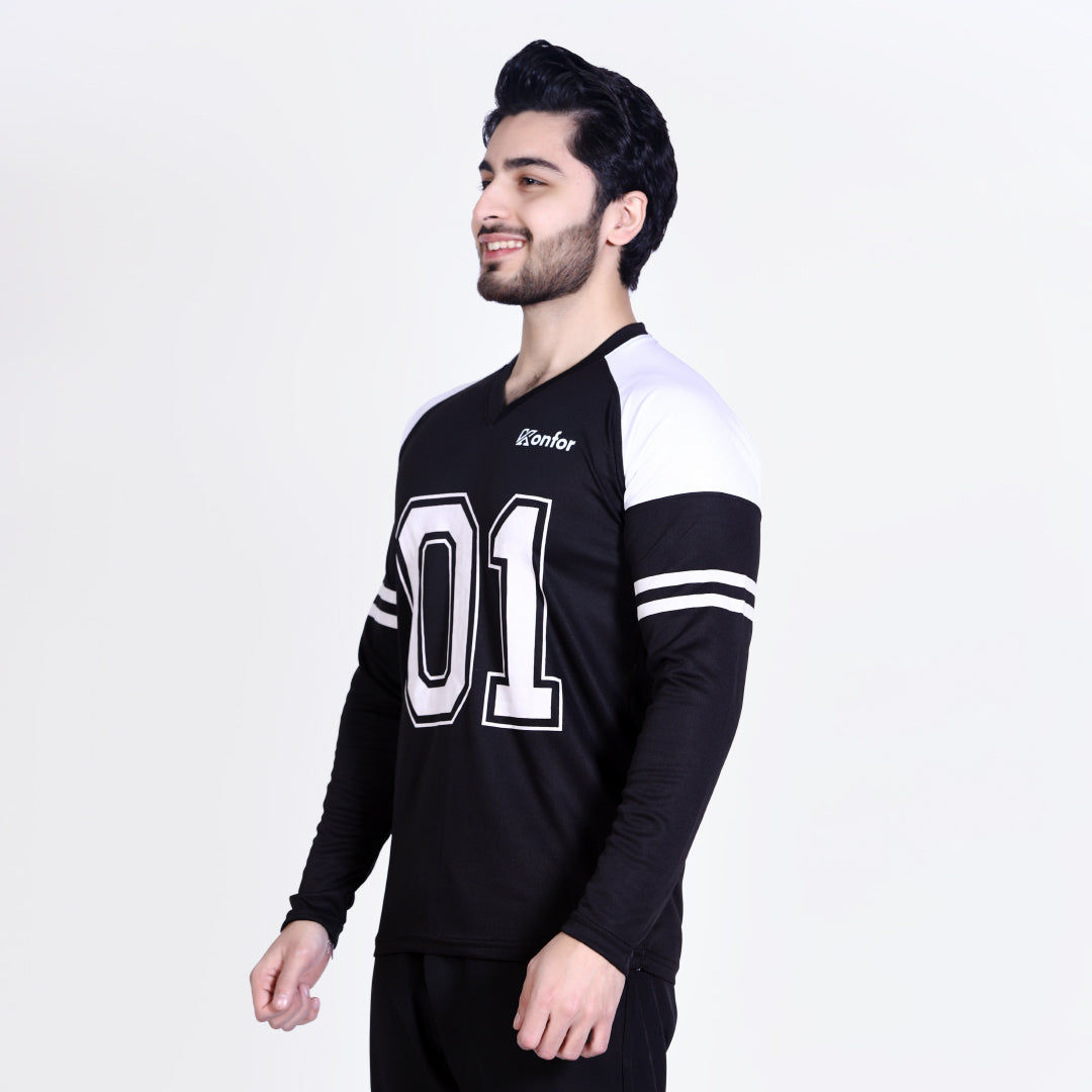 Football Sport Black Full Sleeve T-Shirt