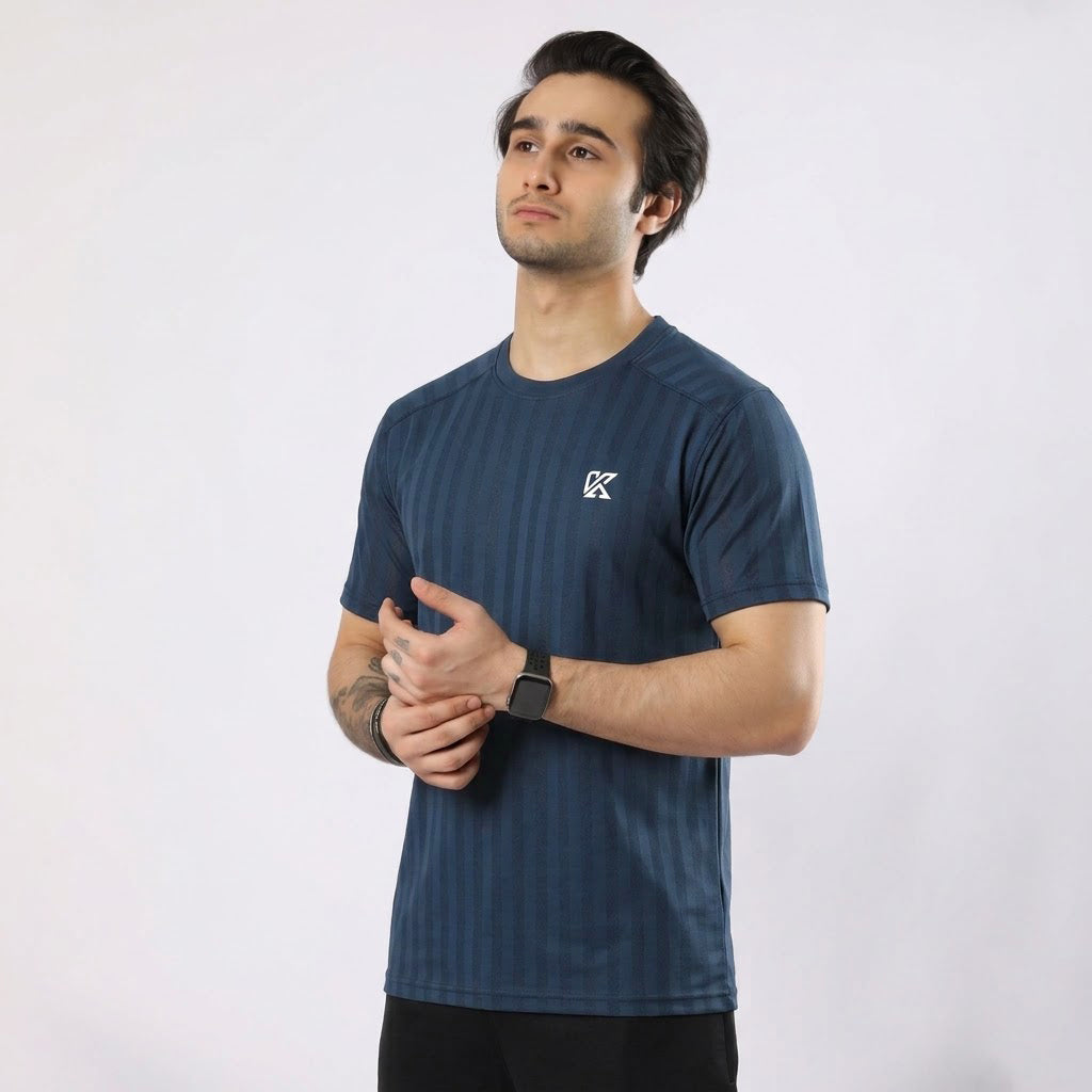 Zyron Mesh Navy T-Shirt for Men