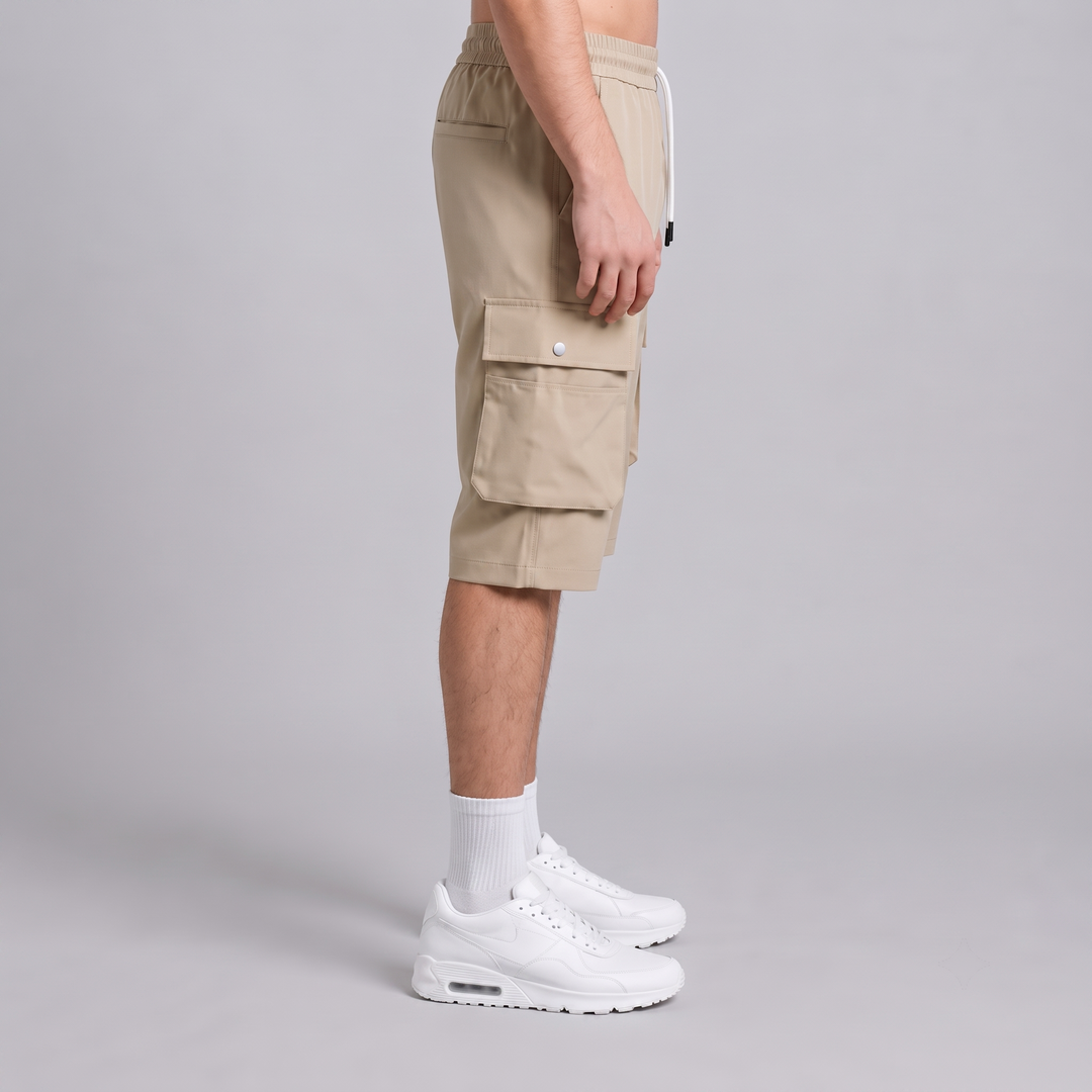 Men’s Relaxed Fit Beige Bermuda Cargo Shorts