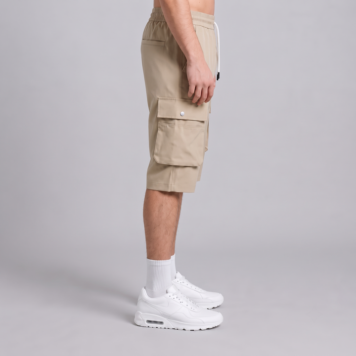 Men’s Relaxed Fit Beige Bermuda Cargo Shorts