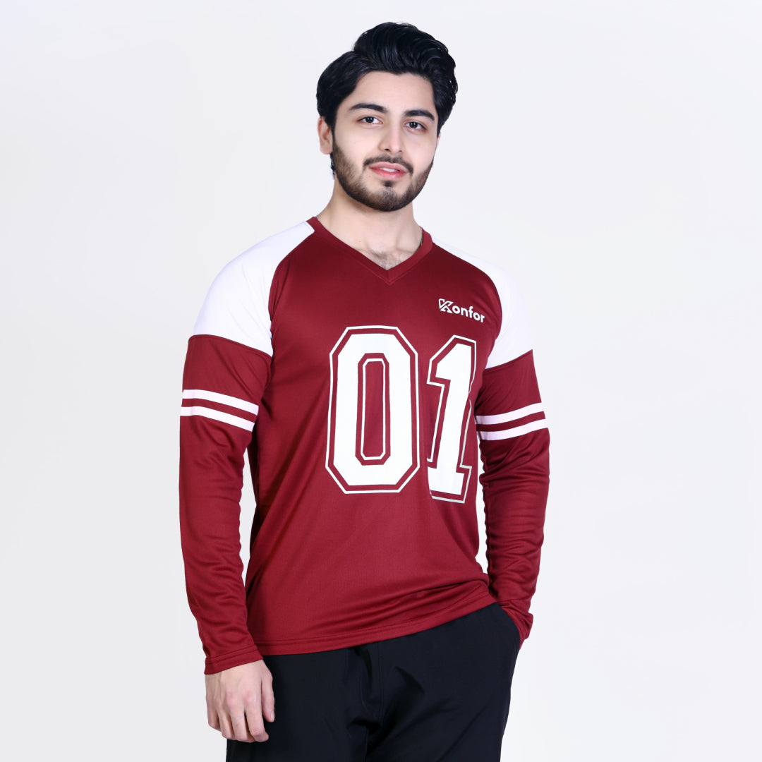 Football Sport Mahroon Full Sleeve T-Shirt