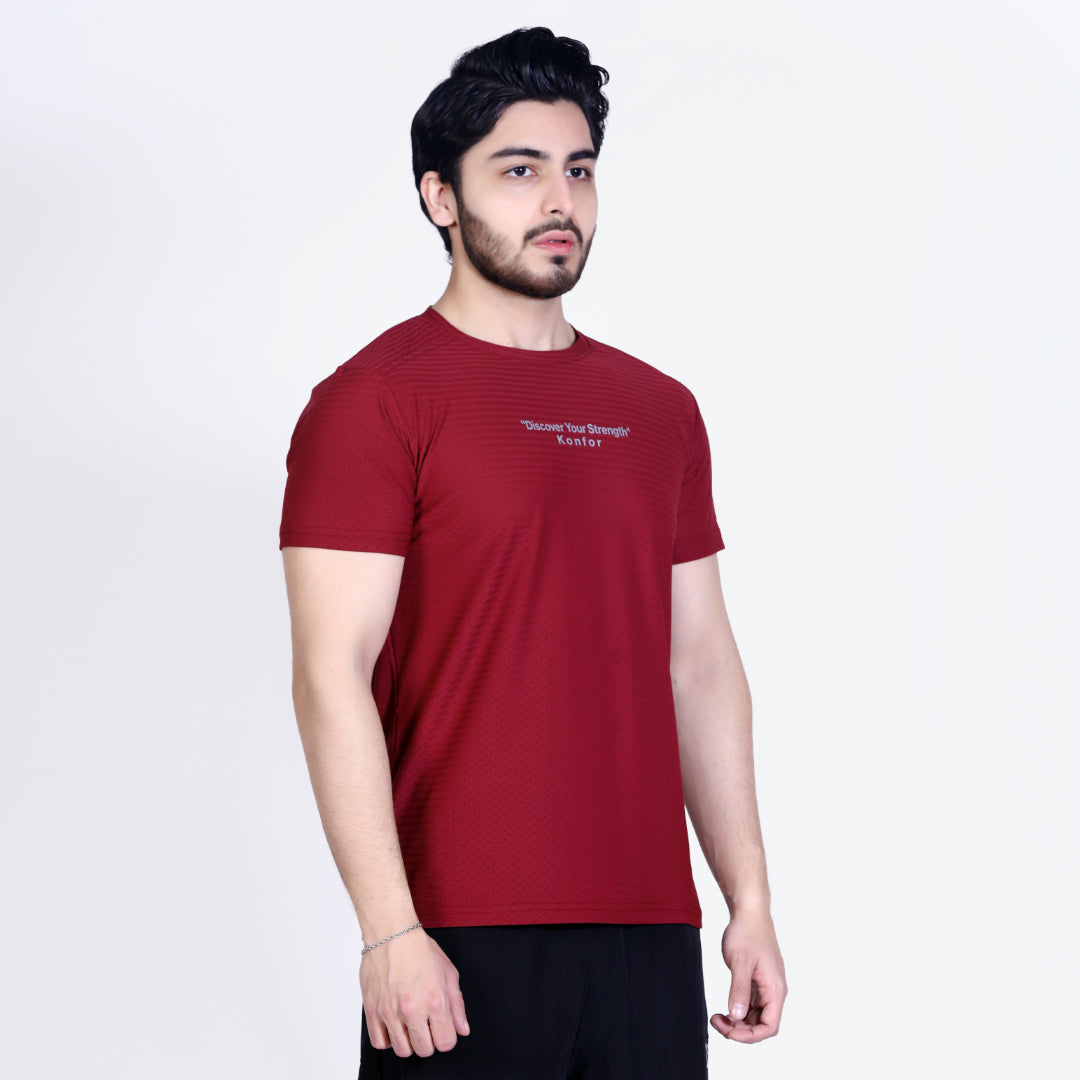 Discover Box Mesh Mehroon T-Shirt