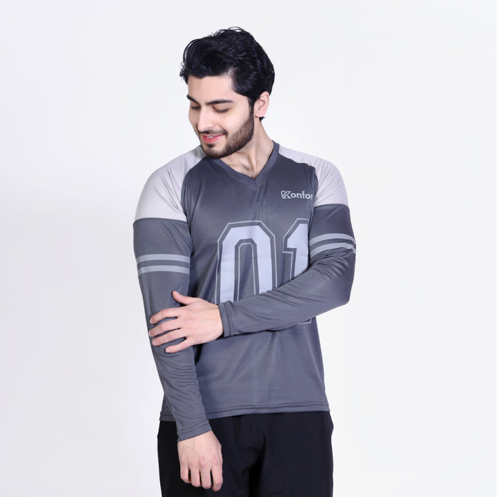 Football Sport Grey Full Sleeve T-Shirt
