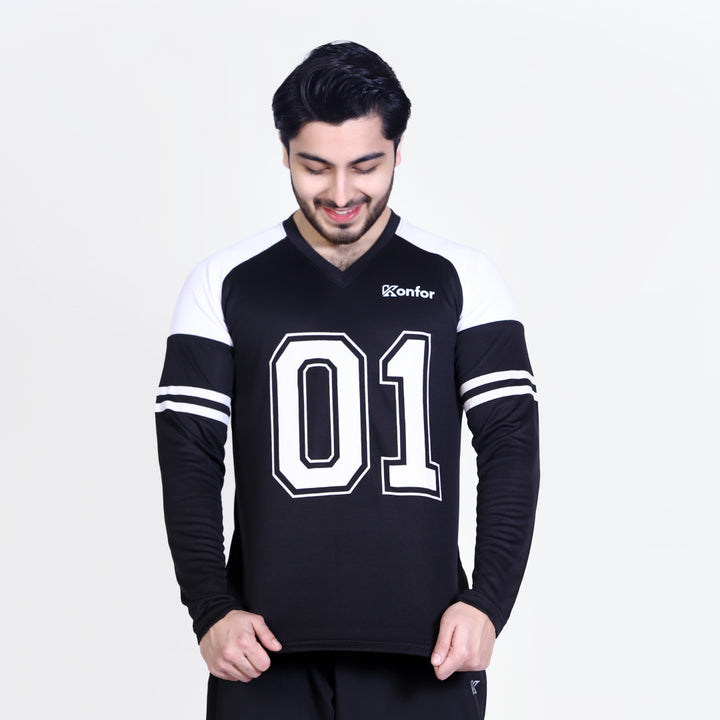 Football Sport Black Full Sleeve T-Shirt