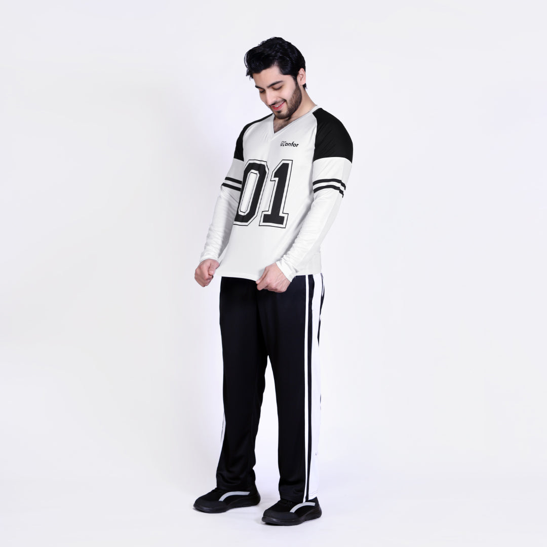 Football Sport White Full Sleeve T-Shirt