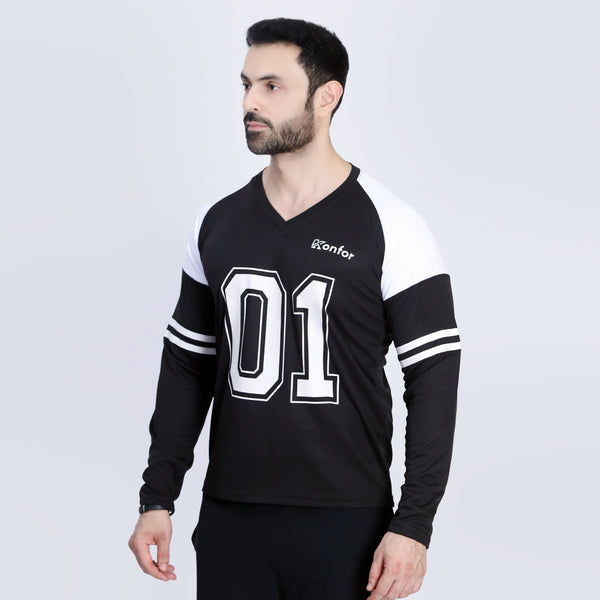 Football Sport Black Full Sleeve T-Shirt