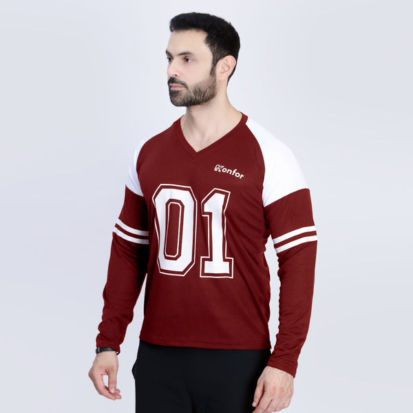 Football Sport Mahroon Full Sleeve T-Shirt