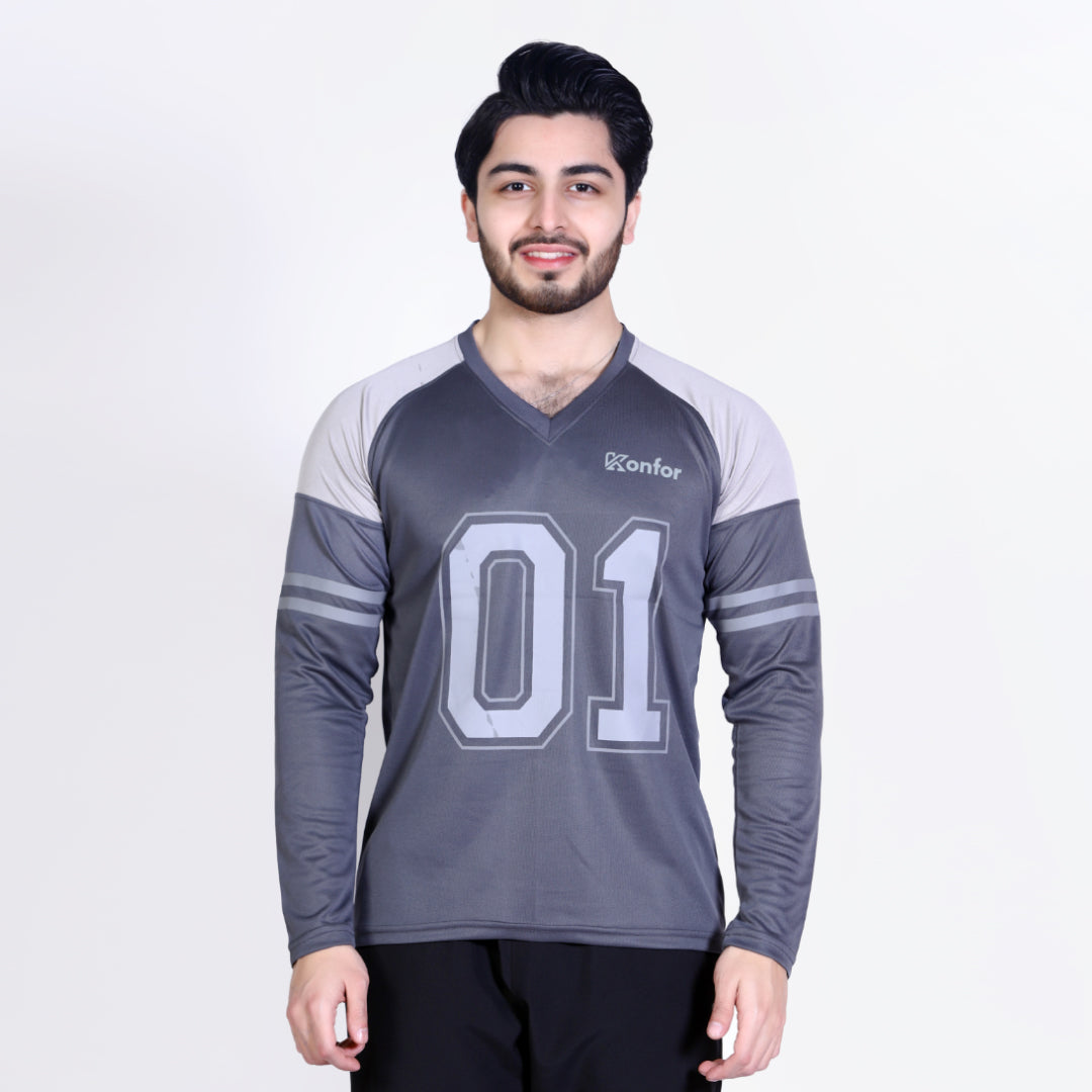 Football Sport Grey Full Sleeve T-Shirt