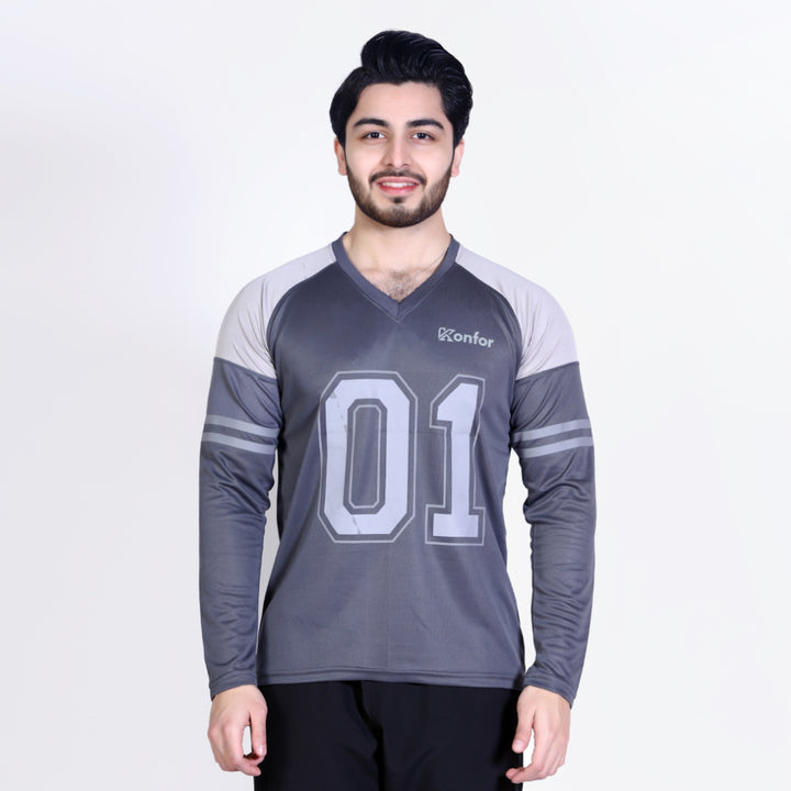 Football Sport Grey Full Sleeve T-Shirt