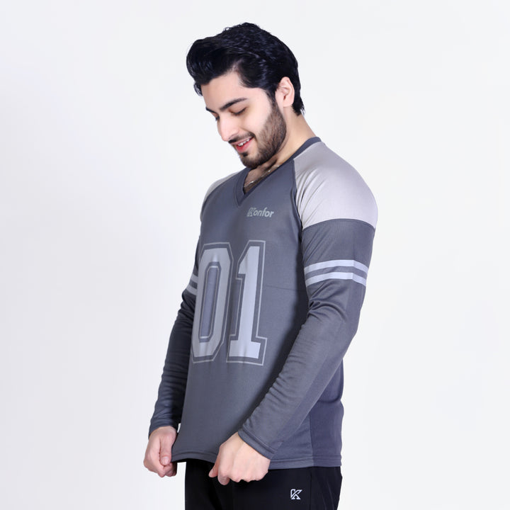 Football Sport Grey Full Sleeve T-Shirt