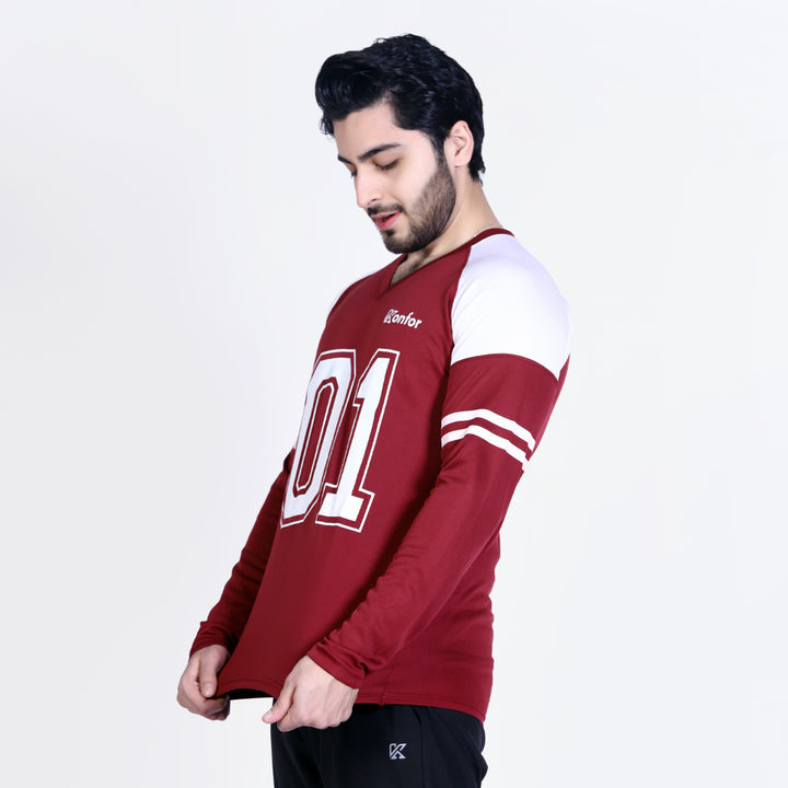 Football Sport Mahroon Full Sleeve T-Shirt