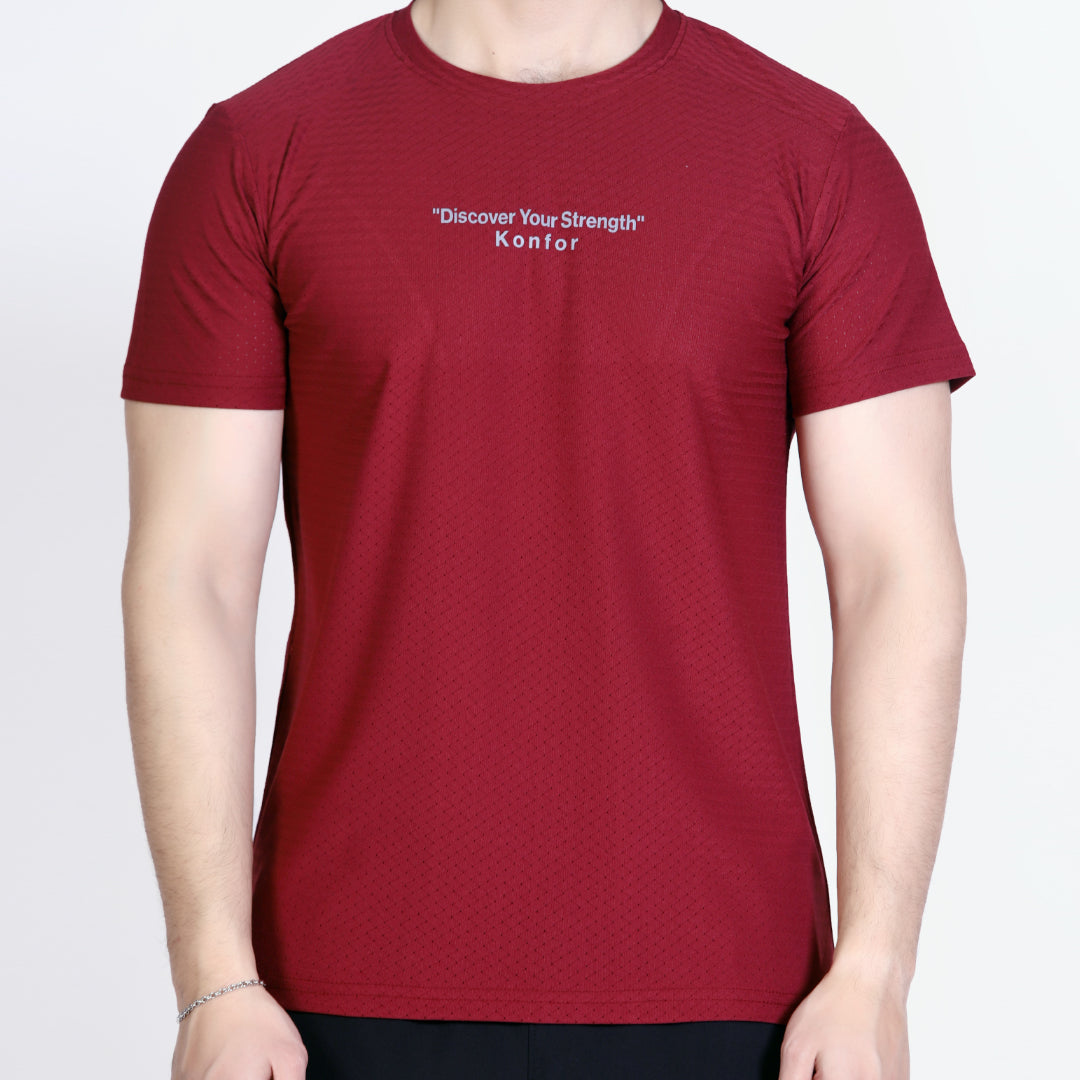 Discover Box Mesh Mehroon T-Shirt