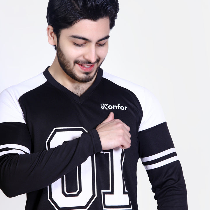 Football Sport Black Full Sleeve T-Shirt