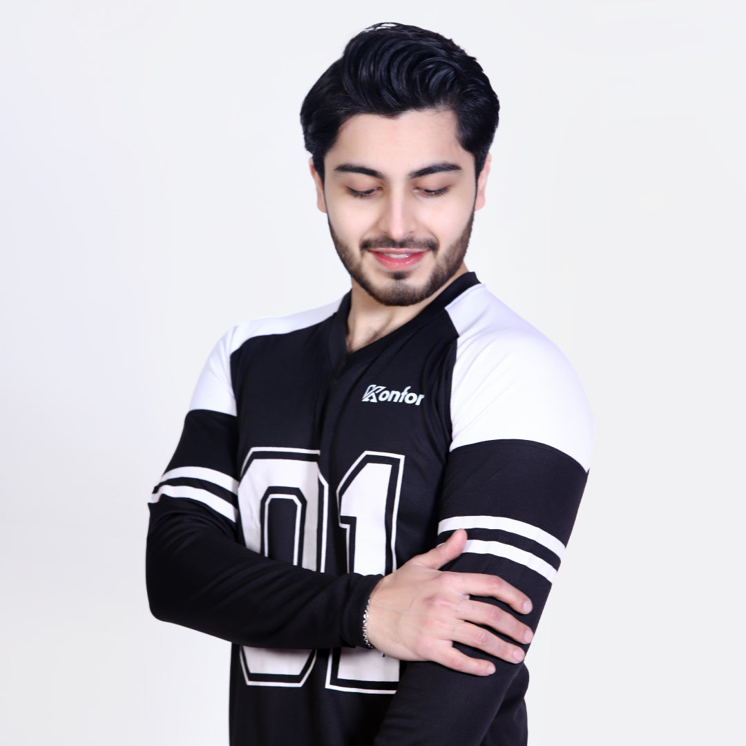 Football Sport Black Full Sleeve T-Shirt