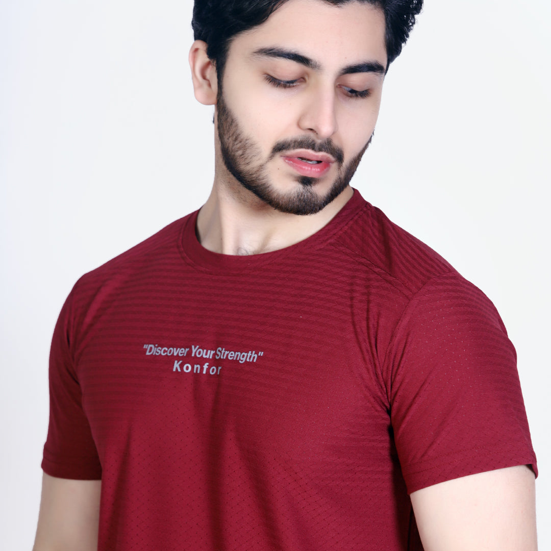 Discover Box Mesh Mehroon T-Shirt