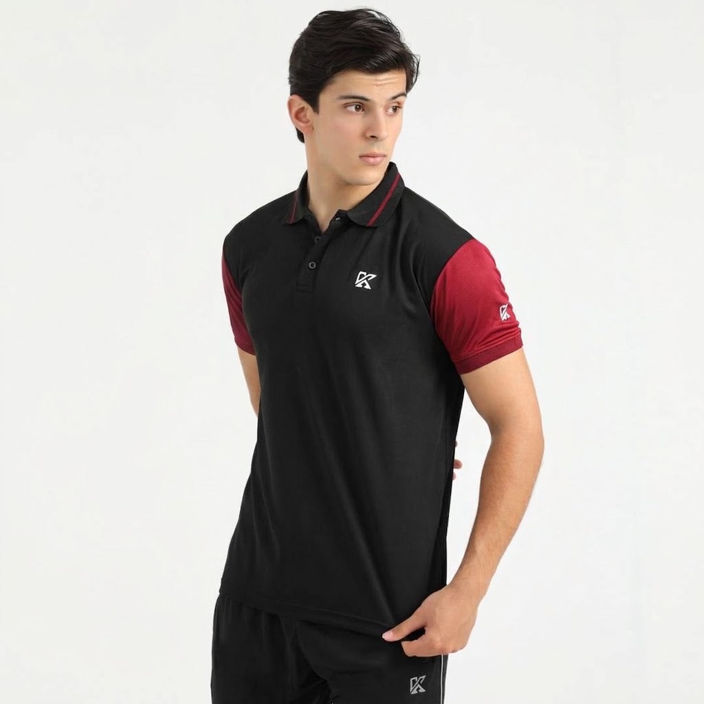 Attire Black Dri-fit Polo Shirt