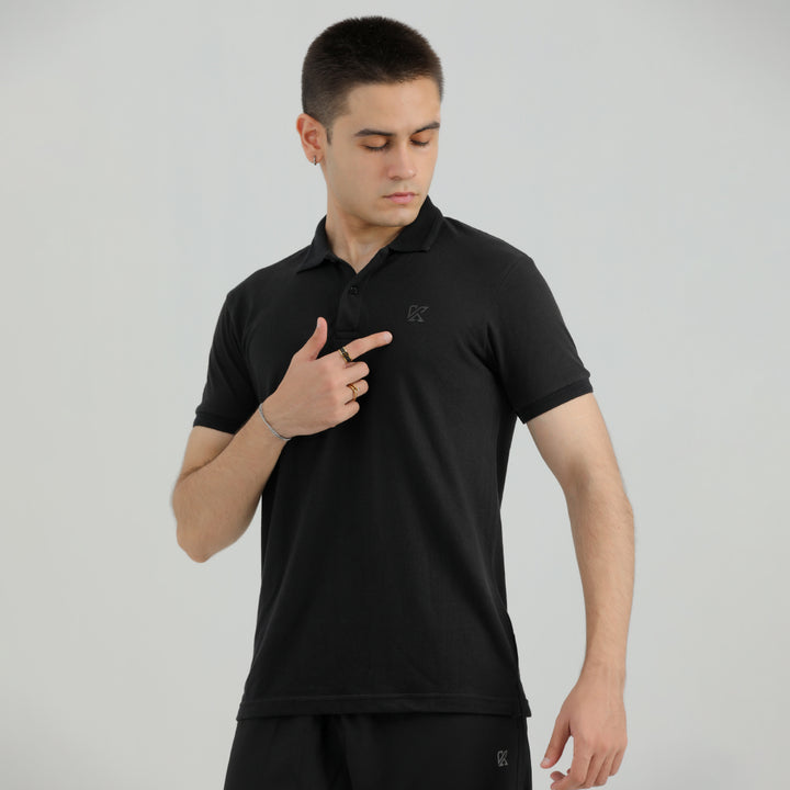 Abstract Black Classic Polo Shirt for men with a trendy design.