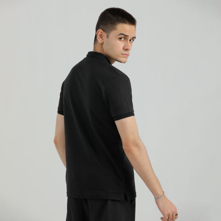 Abstract Black Classic Polo Shirt for men with a trendy design.