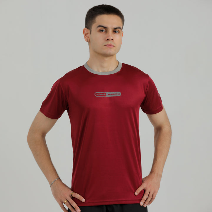 Active Flex MAROON DRY FIT T-Shirt for  maan by konfor 