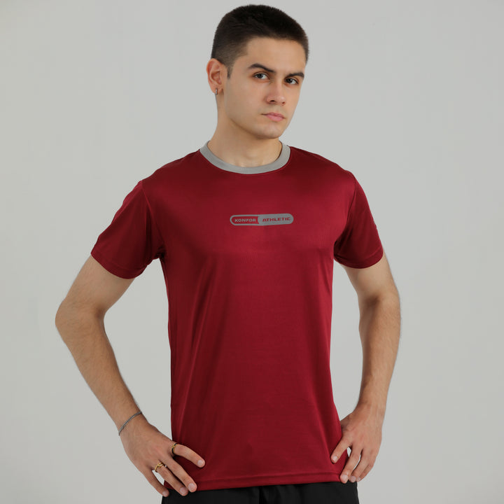 Active Flex MAROON DRY FIT T-Shirt for  maan by konfor 