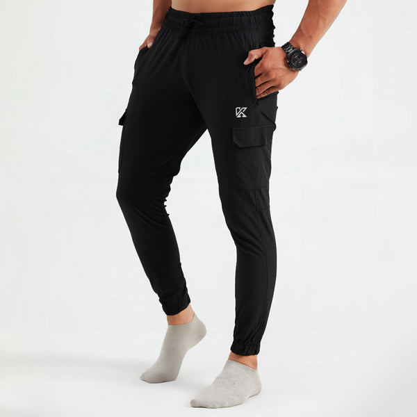 Agile Black Premium Cargo Trouser Pants for Men by konfor