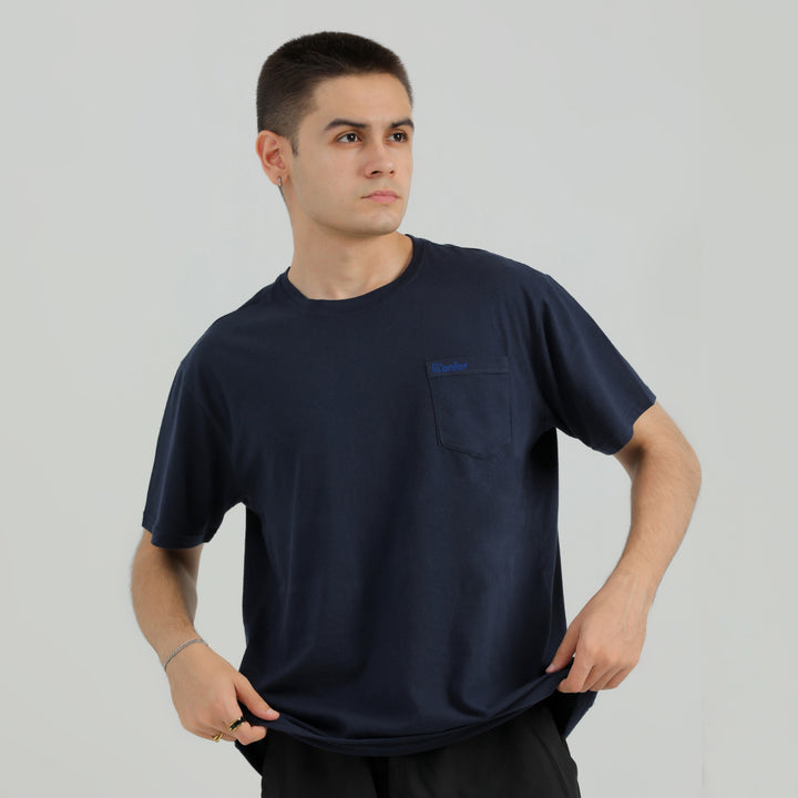 BLUE OVER-SIZED T-Shirt WITH POCKET for man by konfor