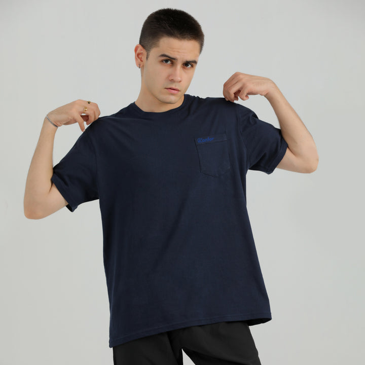 BLUE OVER-SIZED T-Shirt WITH POCKET for man by konfor 4