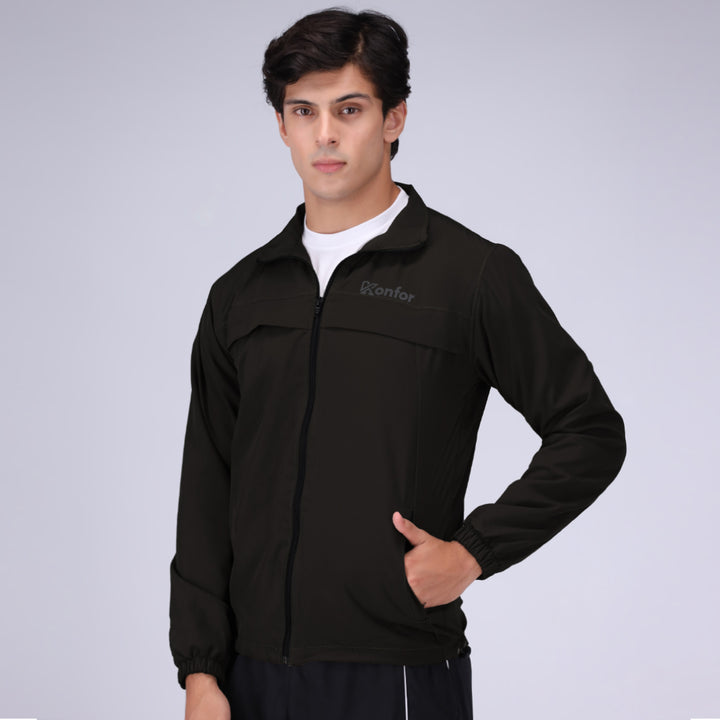 Black Absurd collar jacket for men, modern stylish jacket.