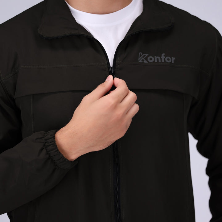 Black Absurd collar jacket for men, modern stylish jacket.