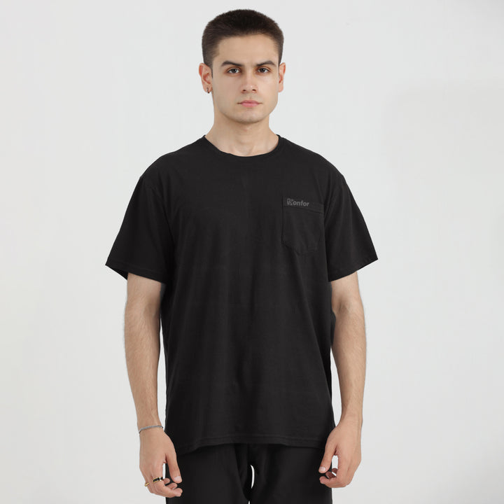 Black OVER-SIZED T-Shirt WITH POCKET for man by konfor 3
