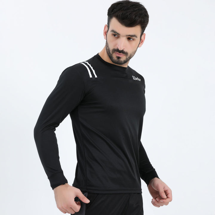 Black Rugby Mesh T-Shirt for men, breathable sportswear.