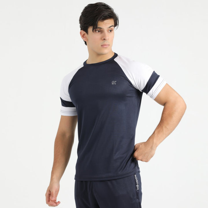BlazeFlex drak blue and white  Dri-fit T-Shirt for man by konfor 