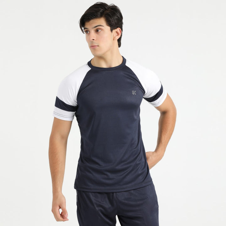 BlazeFlex drak blue and white  Dri-fit T-Shirt for man by konfor  3