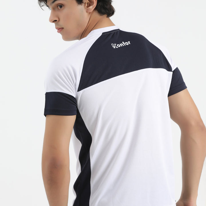 Bold 2.0 White Dri-Fit T-Shirt for men, quick-dry gym shirt.