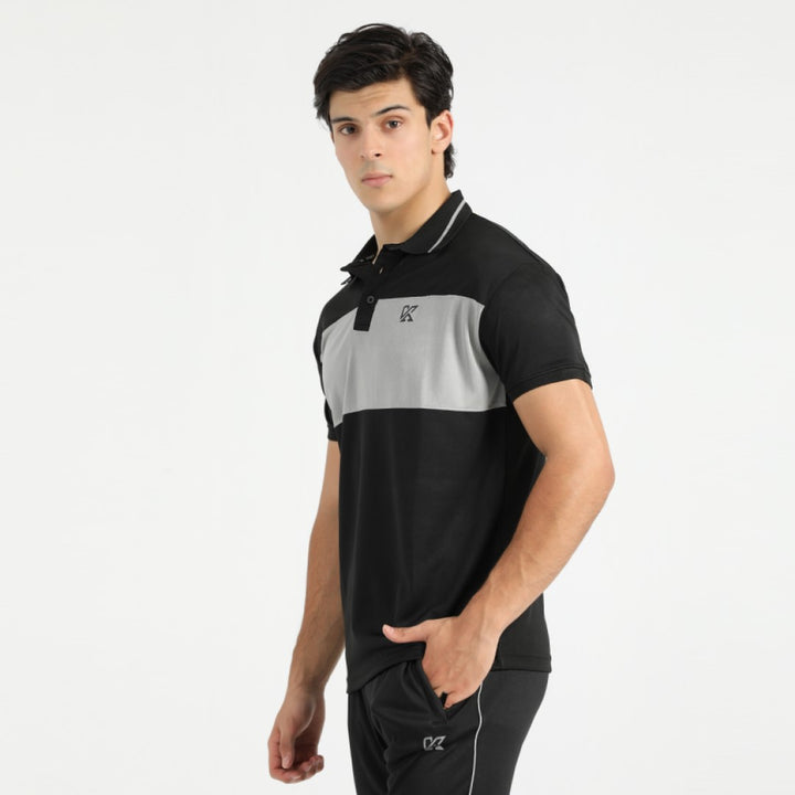 Boxdox Black Dri-fit Polo Shirt for men in a classic black design.
