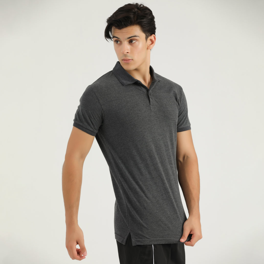 Charcoal dark gary Classic Polo for Men by konfor 