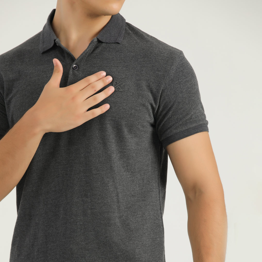 Charcoal dark gary Classic Polo for Men by konfor 
