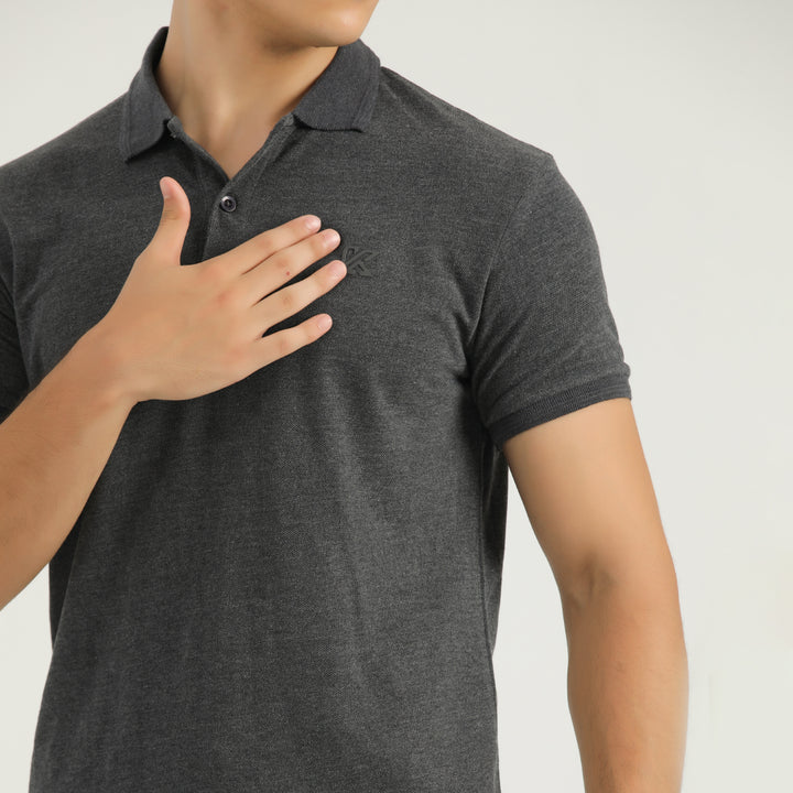Charcoal dark gary Classic Polo for Men by konfor 
